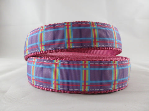 1" Spring Purple Plaid Dog Collar - Penny and Hoover's Pig Pen