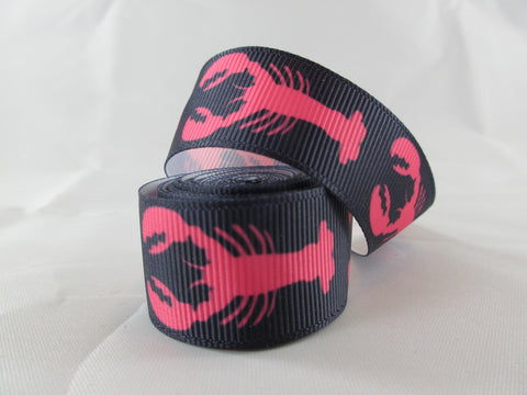 1" Hot Pink Lobsters Dog Collar - Penny and Hoover's Pig Pen