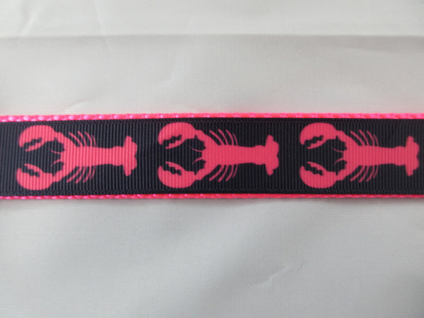 1" Hot Pink Lobsters Leash - Penny and Hoover's Pig Pen