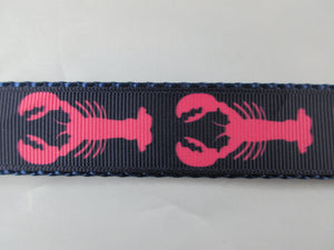 1" Hot Pink Lobsters Dog Collar - Penny and Hoover's Pig Pen