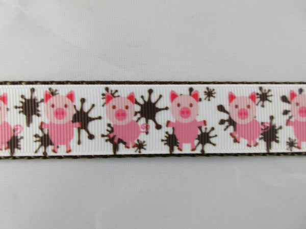 1" Pigs in Mud Dog Collar - Penny and Hoover's Pig Pen