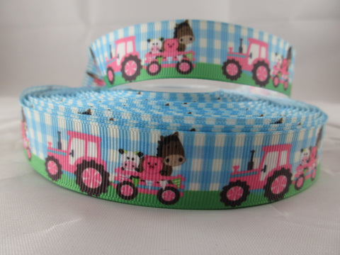 1" Pink Farm Tractors Dog Collar - Penny and Hoover's Pig Pen