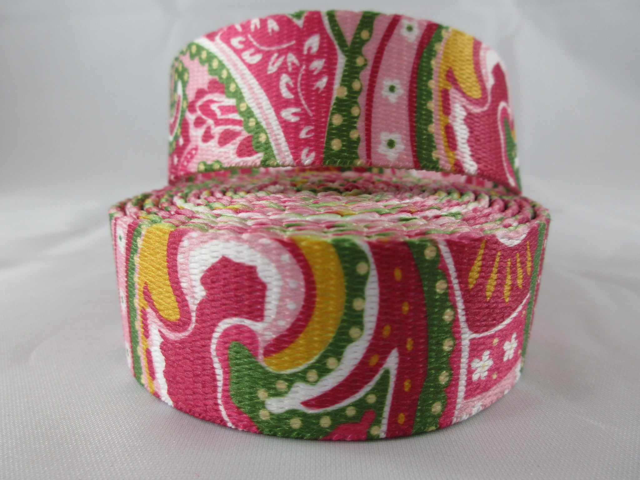 1" Pink Paisley Poly Leash - Penny and Hoover's Pig Pen