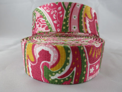 1" Pink Paisley Poly Leash - Penny and Hoover's Pig Pen