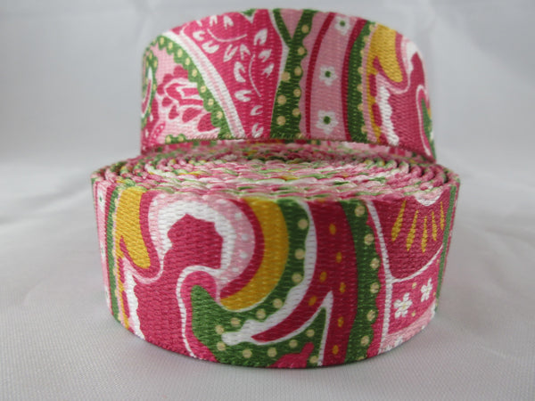 1" Pink Paisley Poly Dog Collar - Penny and Hoover's Pig Pen