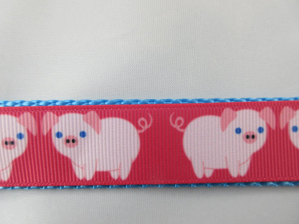 3/4" Pink Pigs Dog Collar - Penny and Hoover's Pig Pen