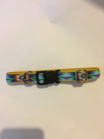 1" Tie Dye Flowers Dog Collar - Penny and Hoover's Pig Pen