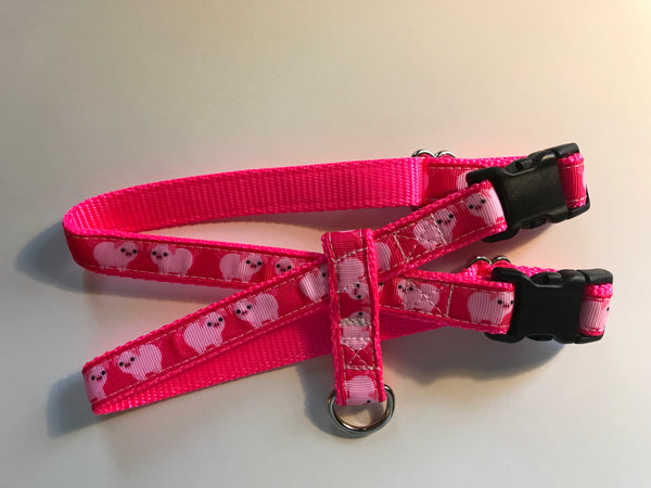 1" Pink Pigs Pig Harness - Penny and Hoover's Pig Pen
